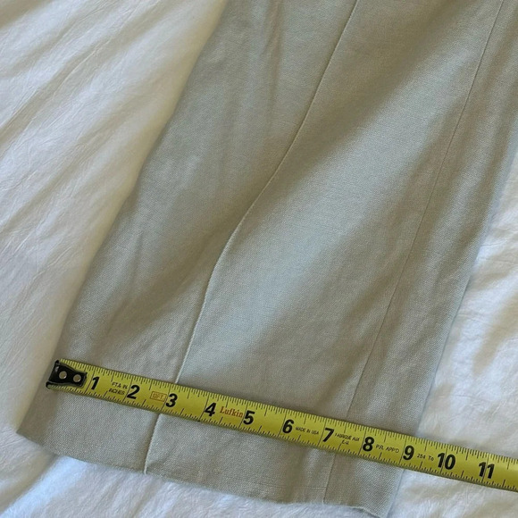 Rumere Linen wide leg pants mid rise cream colour sleek modern clasp closure - Picture 12 of 13